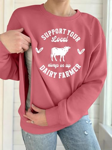 UNIQUEONE Nursing Sweatshirt Women Hidden Zip Breastfeeding Shirts - color: Dark Pink, size: Medium