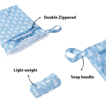 Waterproof Wet Dry Bags with Two Zippered Pockets and Handle - color: Cedar