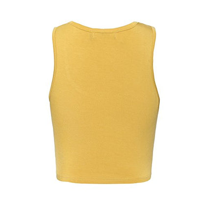 OThread & Co. Women's Basic Crop Tops Stretchy Casual Scoop Neck Sleeveless Crop Tank Top - color: Mustard, size: Medium