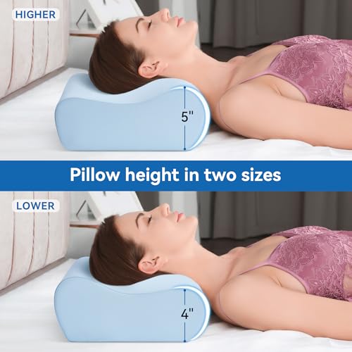 AM AEROMAX Travel Contour Memory Foam Pillow for Neck Pain Relief, Blue - color: Blue, size: Travel Size