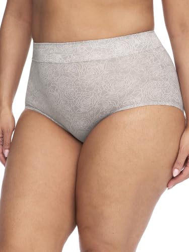 Warner's Women's No Pinching No Problems Hi Cut Brief Panty - color: Platinum Floral Print, size: 11