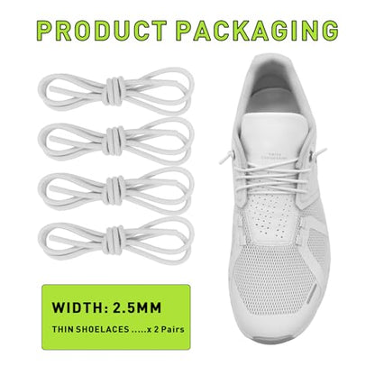 2 Pairs Elastic Shoe Laces for On Cloud 5, 6 Sneakers - color: White-3, size: 34in (86cm)