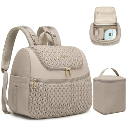 Qualyphant Breast Pump Bag for Spectra S1/S2 & Medela with Insulated Cooler - color: Light Khaki