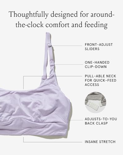 Bodily Everything Wireless Nursing & Maternity Bra with Clip Down Access - color: Lavender Haze, size: Small