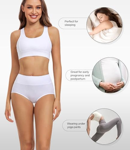 wirarpa Women's Underwear High Waisted Ladies Cotton Panties Soft Full Coverage Briefs 5 Pack - color: White-5p, size: 3X-Large