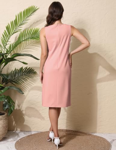 Women Business Sheath Midi Dress - color: Pink, size: Large