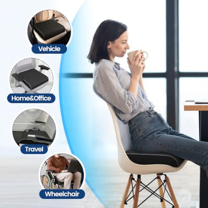 SweetSlubr Seat Cushion, Chair Pad, Memory Foam Tailbone Pain Relief - color: Black, size: 2X-Large