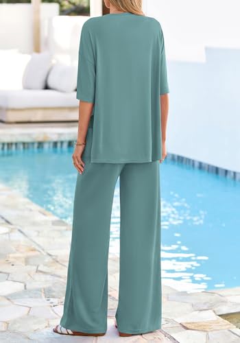 KIRUNDO Two Piece Sets for Women 2026 Summer Lounge Set - color: Fruit Green, size: Large
