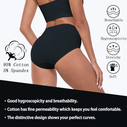 IWOLLENCE Womens Cotton Postpartum Underwear High Waisted Full Coverage Panties Plus Size & Regular - color: Black-5pack, size: Large
