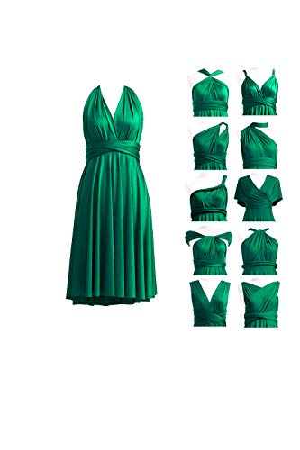 72styles Multi-Way Wrap Short Infinity Dress for Bridesmaids - color: Emerald Green