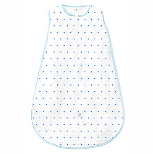 Amazing Baby Muslin Sleeping Sack - color: Blue Dots, size: Medium (6-12 Month)