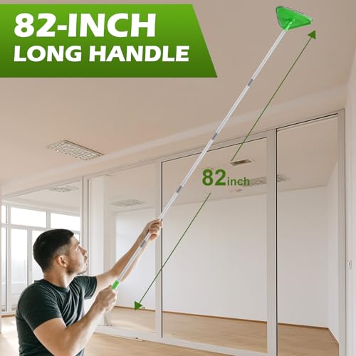 RONSUNG Wall Cleaner Mop, 82-Inch Handle, Baseboard Cleaner Tool, 4 Pads - color: Green, size: 4 Pads
