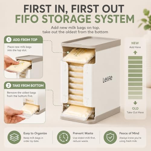Breast Milk Bag Organizer with Aluminum Freeze Tray, FIFO Storage