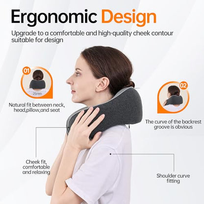 Travel Neck Pillow for Sleeping,100% Pure Memory Foam, Soft Head Support - color: Dark Grey