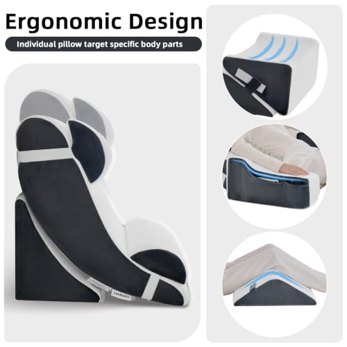 Wedge Pillow Set for After Surgery,White/Dark Grey,9PCS-23.2" - color: White/Dark Grey, size: 9PCS-23.2''