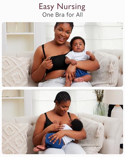 Momcozy Pumping Bra Hands Free, Cotton Pumping & Nursing Bra in One - color: Black,blue-2pk, size: Small