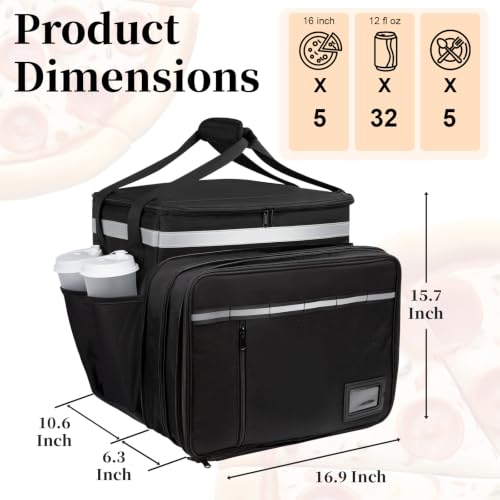 Food Delivery Backpack, Expandable Delivery Backpack Pizza Bag, XL - color: Black, size: XL