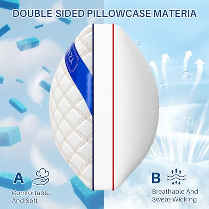 YZ HOME Long Body Pillow for Adults - Insert with Shredded Blue Memory Foam - color: White