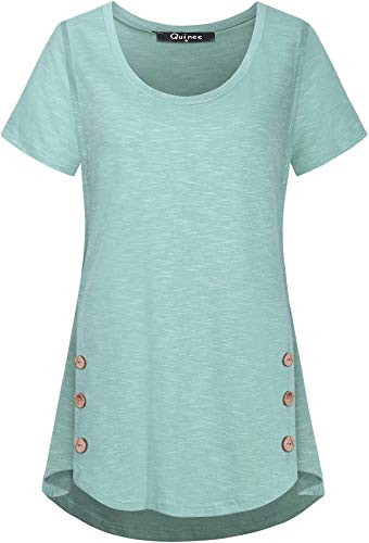 Quinee Women's Casual Button Side Nursing Tops Maternity Breastfeeding Tunic - color: Mint Green, size: Small