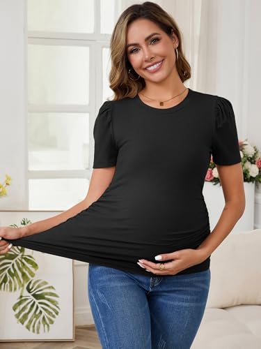 Maternity Work Tops Business Blouse Office - color: Black, size: Medium