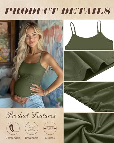 Ficerd 3 Pack Women's Maternity Tank Tops - color: Army Green, Light Gray, Black, size: Medium