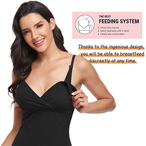 Womens Nursing Dress Maternity Breastfeeding Nightgown with Clips - size: X-Large