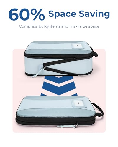 BAGSMART Compression Packing Cubes, Lightweight Travel Essentials - color: Blue, size: 8 Set