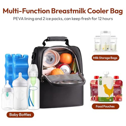 NCVI Breast Pump Backpack, Double Layer Removable, for Spectra/Medela - color: Black