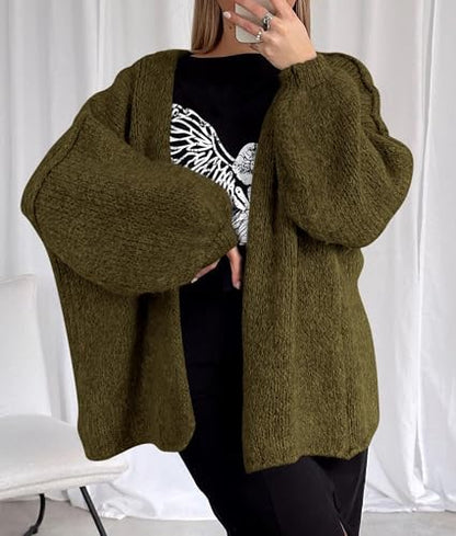 PRETTYGARDEN Womens Open Front Oversized Cardigan Sweaters - color: Army Green, size: X-Small