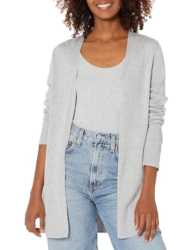 Amazon Essentials Women's Lightweight Long-Sleeve Open-Front Long Cardigan Sweater, Regular Fit - color: Light Grey Heather, size: 3X