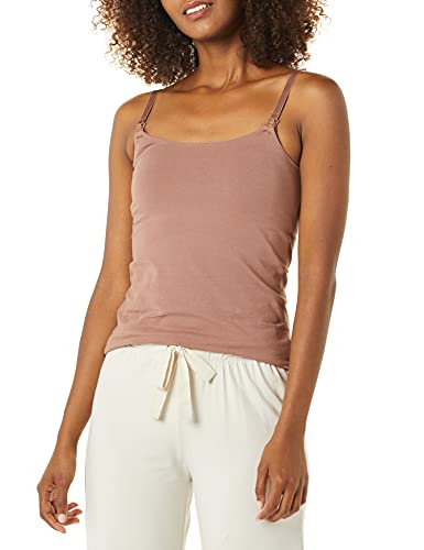 Amazon Essentials Women's Maternity Nursing Camisole with Adjustable Straps and Built-in Shelf Bra, Pack of 2 - color: 2-pack Black/Brown, size: Medium