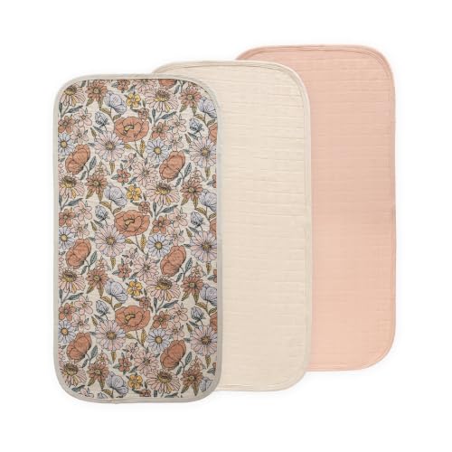 mushie Water Repellent Changing Pad Liners | Cotton (Retro Flowers Combo) - color: Retro Flowers Combo