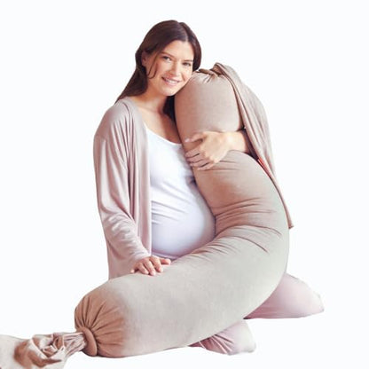 bbhugme Pregnancy Pillow, Seashell Beige - Adjustable Firmness & Shape - color: Seashell Beige