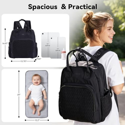 Large Capacity Diaper Bag Backpack with Insulated Pockets,Black - color: Black