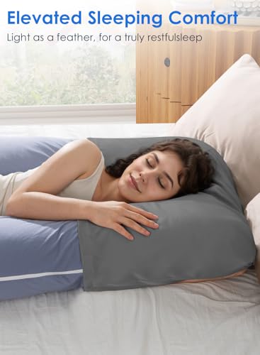 QUEEN ROSE Pregnancy Pillow Cover, Satin Cooling Pillowcase, Dark Grey - color: Dark Grey