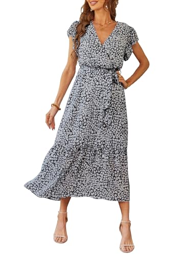 PRETTYGARDEN Women's Summer Floral Boho Maxi Dress - color: Black, size: X-Large
