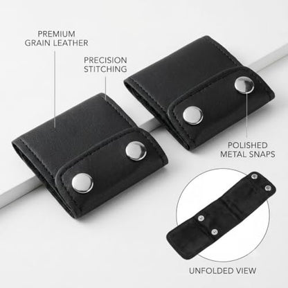 2 Pcs Premium PU Leather Fixing Clips, Black - color: Black