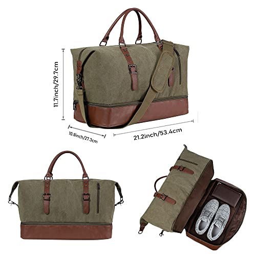 Weekender Overnight Bag Carry On Bag Travel Bag with Shoe Pouch - color: Green