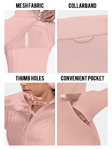 VUTRU Women's Workout Yoga Jacket Full Zip Running Athletic Track Jacket - color: Back Mesh Vent Pink, size: X-Small