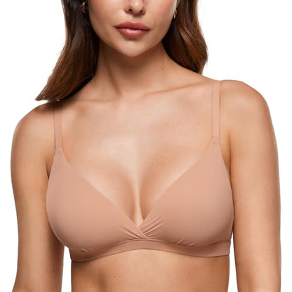 INLYRIC Women's Triangle Bralette Unlined - color: Cream Coffee, size: Large