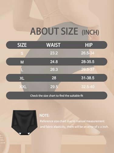 Women's High Waisted Underwear Slightly Tummy Control Panties 4 Pack - color: Multicolor-black 4pack, size: X-Large