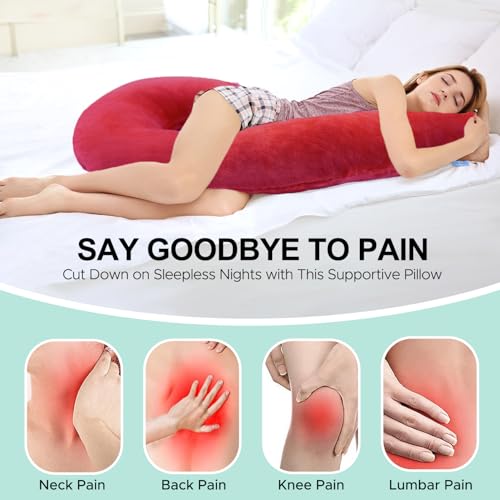 Body Pillow for Adults, Swan Shaped Pillow Insert for Sleeping, Red, 49 In - color: Red