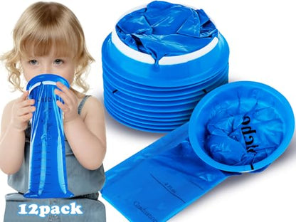 Valchoose 12 Pack Kids Vomit Bags Disposable, 800ml Leak-Proof Emesis Bags