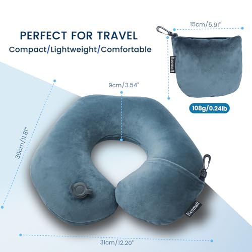 Keemall Inflatable Travel Neck Pillow for Airplane & Long Flights, 2 Pack - color: Deep Grey-2 Pack, size: Medium