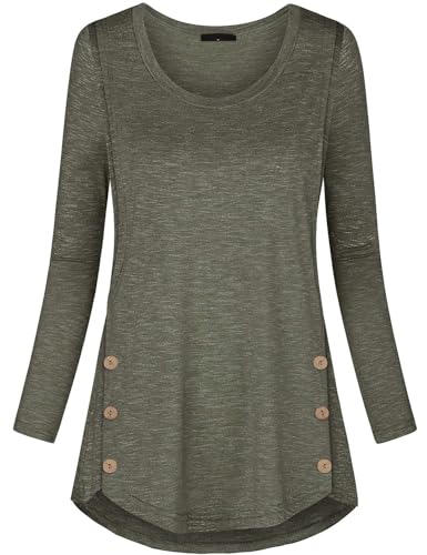 connche Women's Button Side Maternity Tunic Nursing Tops for Breastfeeding - color: Olive Green, size: Small