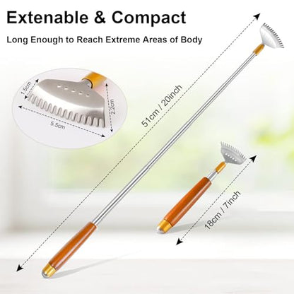 Telescopic Back Scratcher for Women Men, Wooden Handle Extendable - size: 1 Count (Pack of 1)