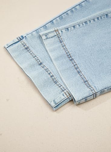 BLENCOT Women's Maternity Jeans High Waisted Wide Leg Pregnancy Pants - color: Light Blue, size: Medium