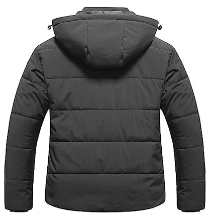 CREATMO US Women's Plus Size Warm Puffer Jacket Waterproof Fleece Lined Winter Coat with Removable Hood - color: Dark Grey, size: 4X