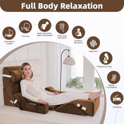 Wedge Pillow Set for After Surgery,Dark Brown,9PCS-23.2" - color: Dark Brown, size: 9PCS-23.2''