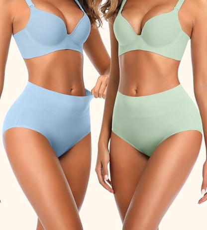 Womens Mid High Waisted Cotton Underwear Breathable Briefs Panties 5 Pack - color: Multicolor-5 Pack-01-b, size: Medium